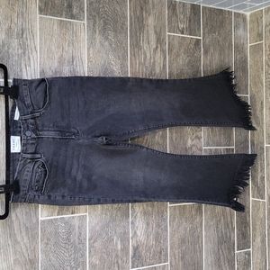 FRAME Le Crop Mini Boot Jeans Size 28 Shredded Hems Black